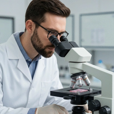 Microscope analyzing tissue sample for cancer diagnosis