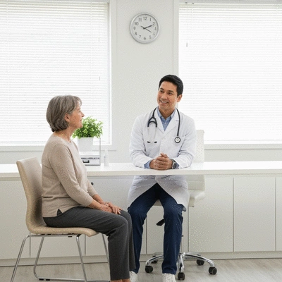 Patient discussing concerns with a doctor, emphasizing communication before a medical procedure