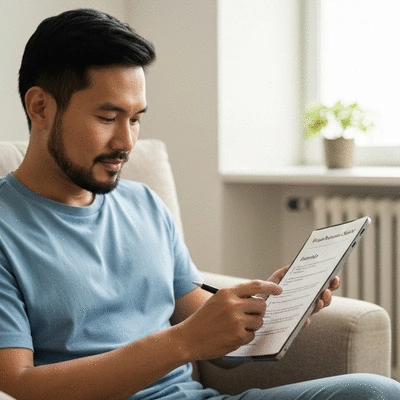 Patient reviewing biopsy preparation checklist